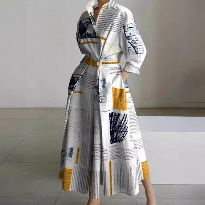 Freya | Women's Elegant Printed Collared Maxi Dress