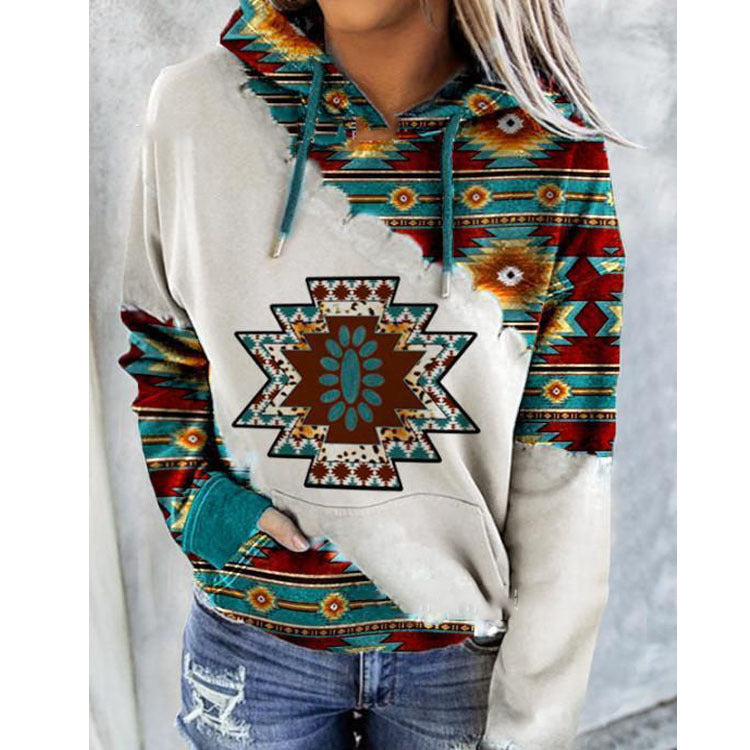Dove | Women’s Tribal Print Pocket Hoodie