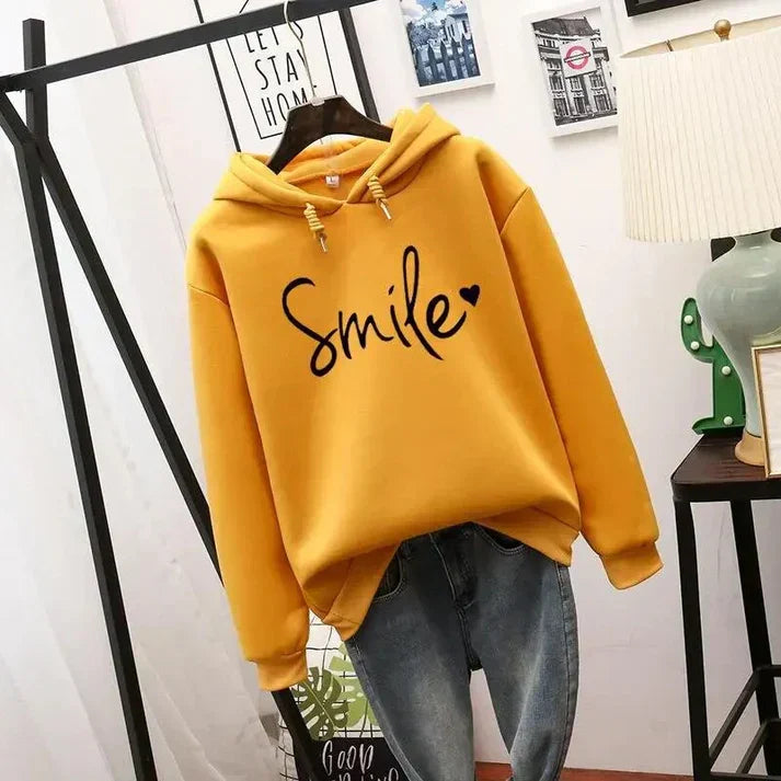Greer | Women’s Script Print Ribbed Cuffs Hoodie