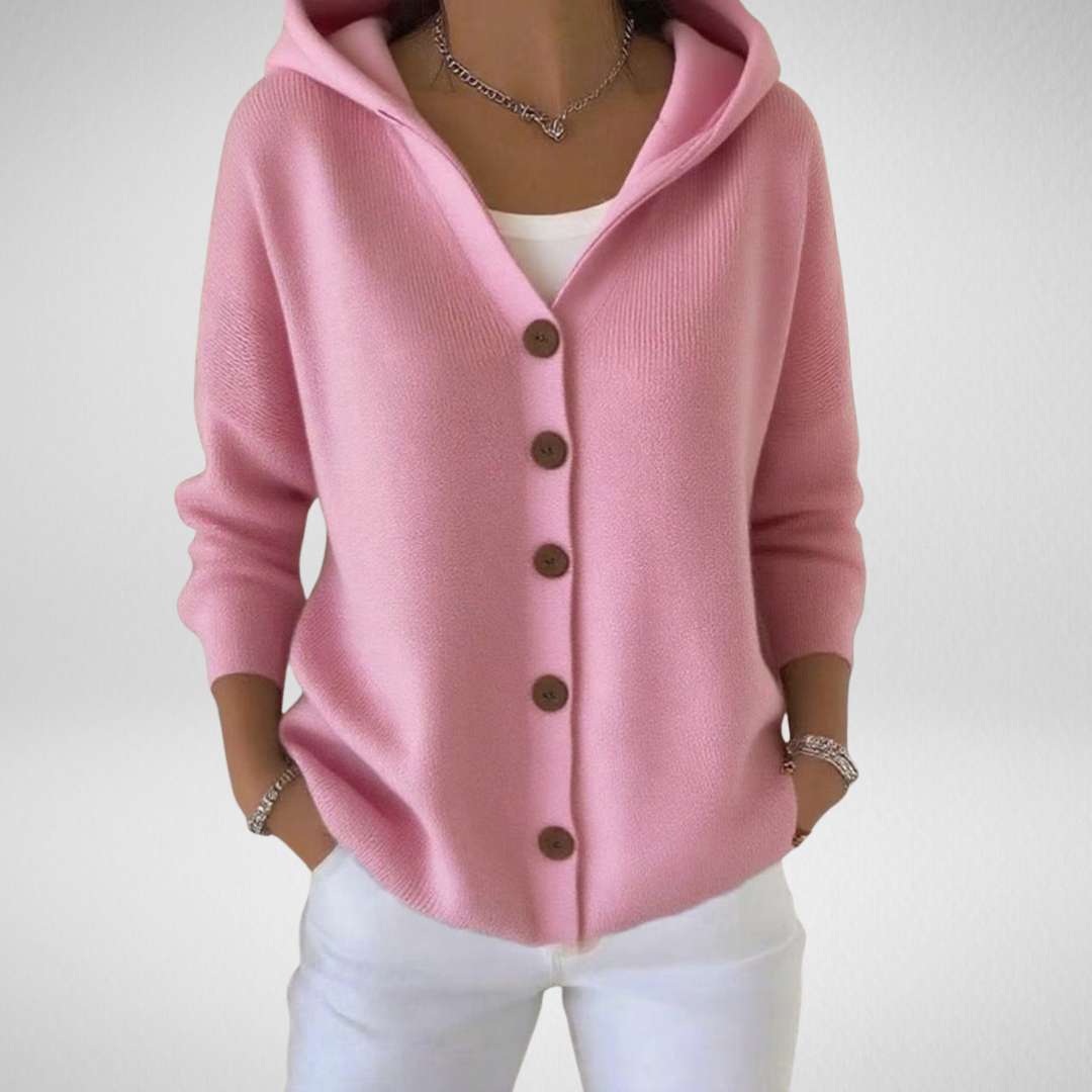 Kathleen | Women's Elegant Buttoned Hooded Cardigan
