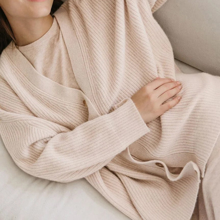 Kallie | Women’s V-Neck Ribbed Knit Cardigan