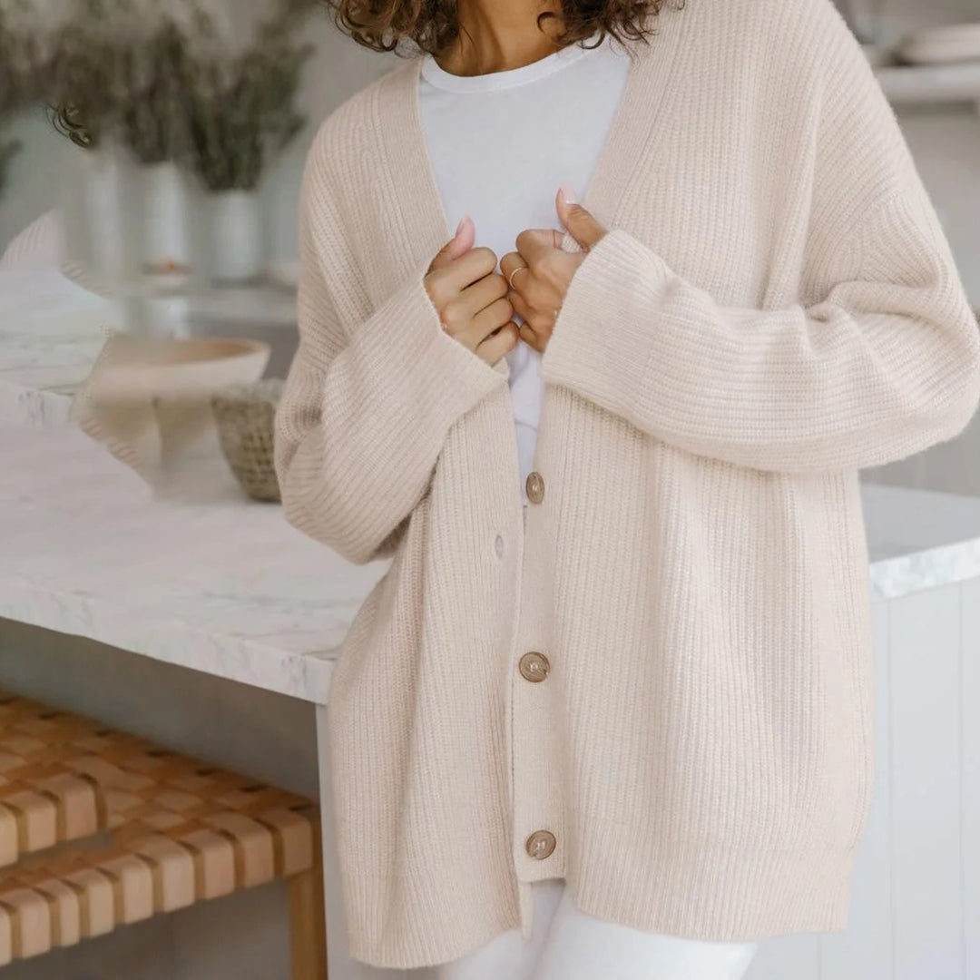 Kallie | Women’s V-Neck Ribbed Knit Cardigan