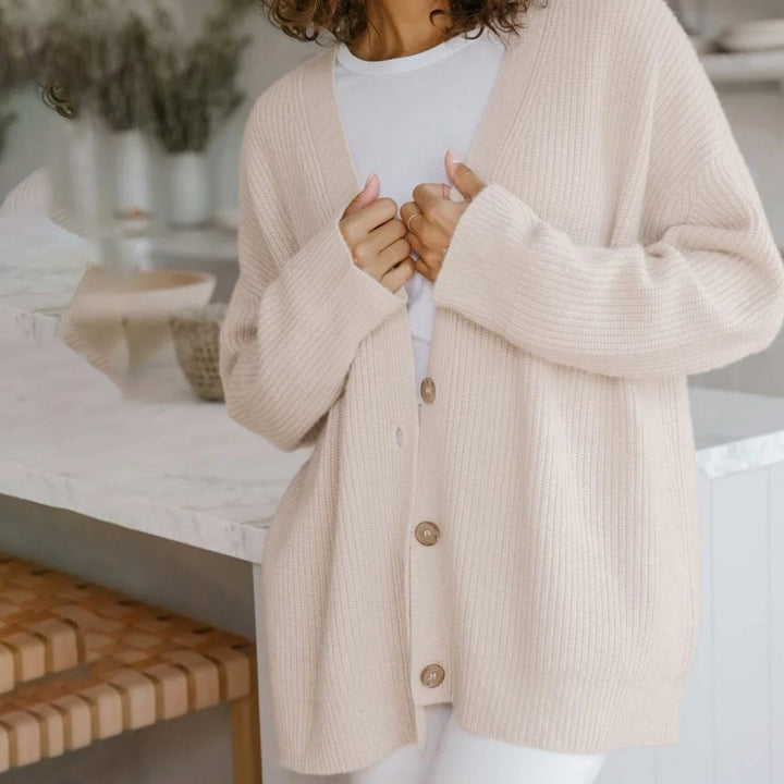 Kallie | Women’s V-Neck Ribbed Knit Cardigan