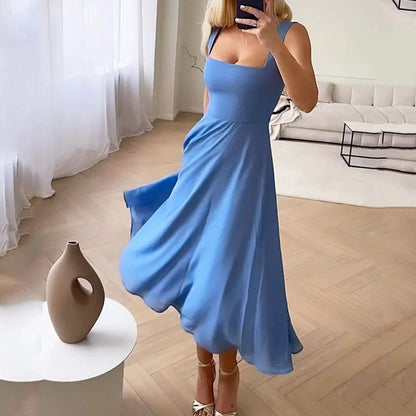 Prudence | Women Square Neck Wedding Guest Midi Dress