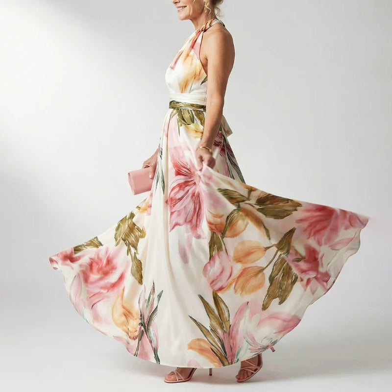 Amy | Women's Printed Halter Neck Evening Dress