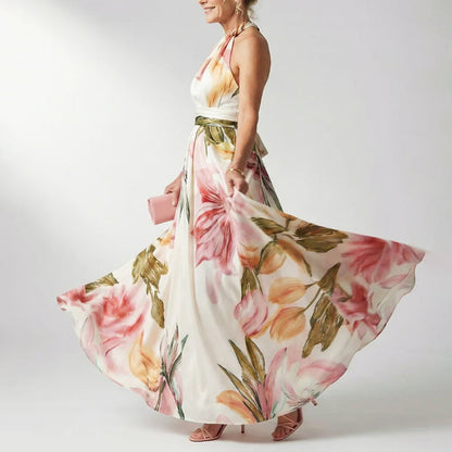 Amy | Women's Printed Halter Neck Evening Dress