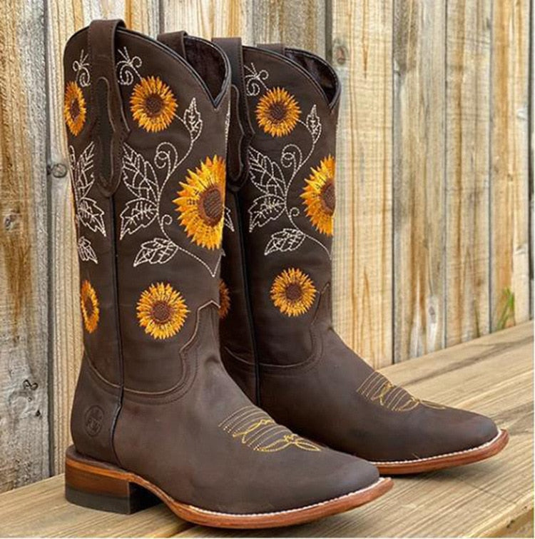 Lennon | Women’s Embroidered Knee High Cowboy Boots