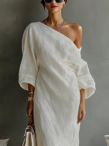 Lucy | Women's Summer Linen One Shoulder Dress
