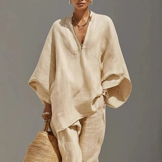 Ava | Women's Elegant Linen Maxi Co-Ord Set