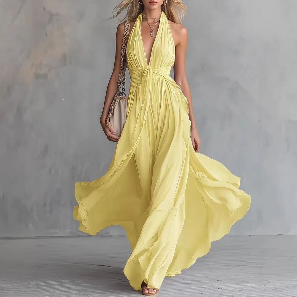 Rabea | Women's Elegant Halterneck Maxi Dress