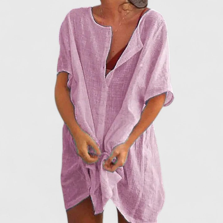 Leonora | Women’s Summer Tunik Dress With Buttons