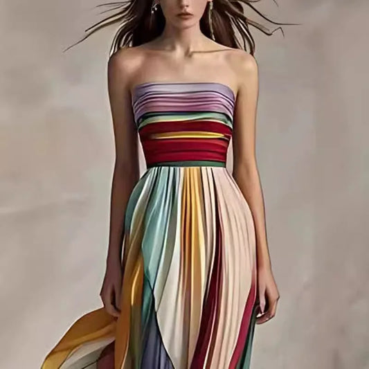 Nia | Women's Strapless Printed Maxi Dress