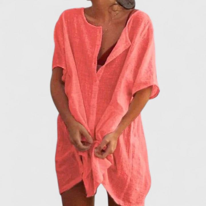 Leonora | Women’s Summer Tunik Dress With Buttons