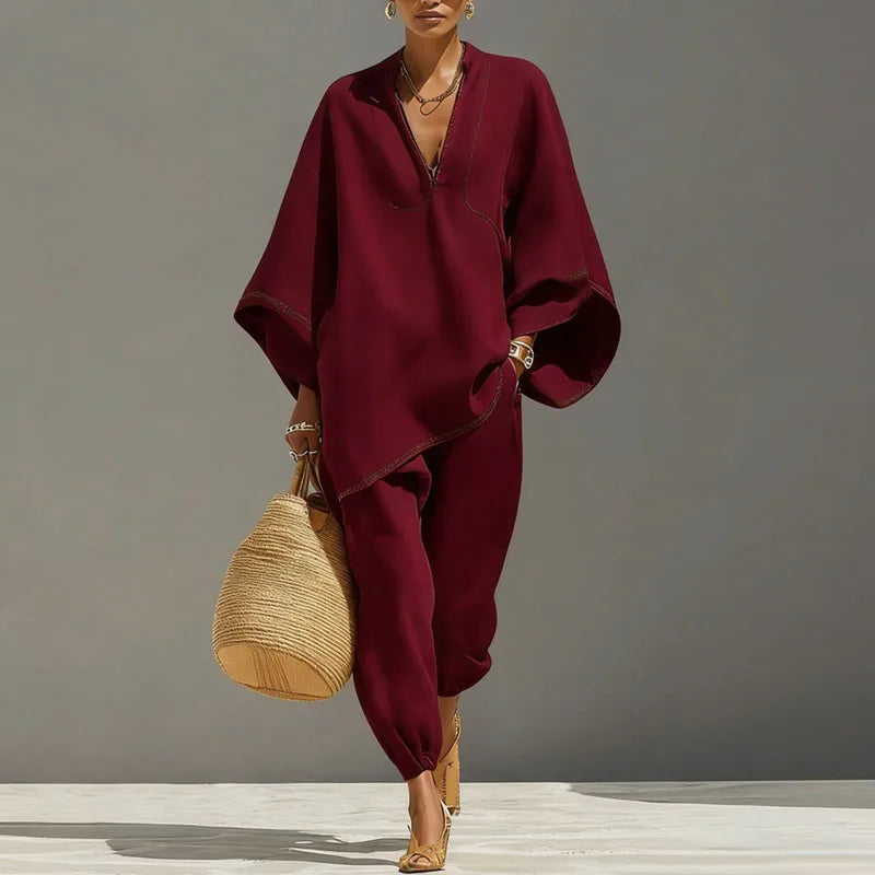 Ava | Women's Elegant Linen Maxi Co-Ord Set