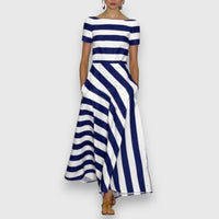Erin | Women's Striped Shortsleeve Maxi Dress