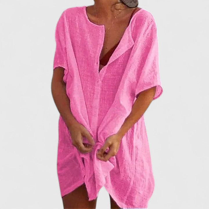 Leonora | Women’s Summer Tunik Dress With Buttons