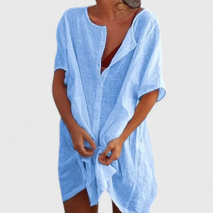 Leonora | Women’s Summer Tunik Dress With Buttons