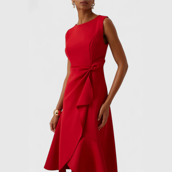 Eleanor | Women's Draped Asymmetric Midi Dress