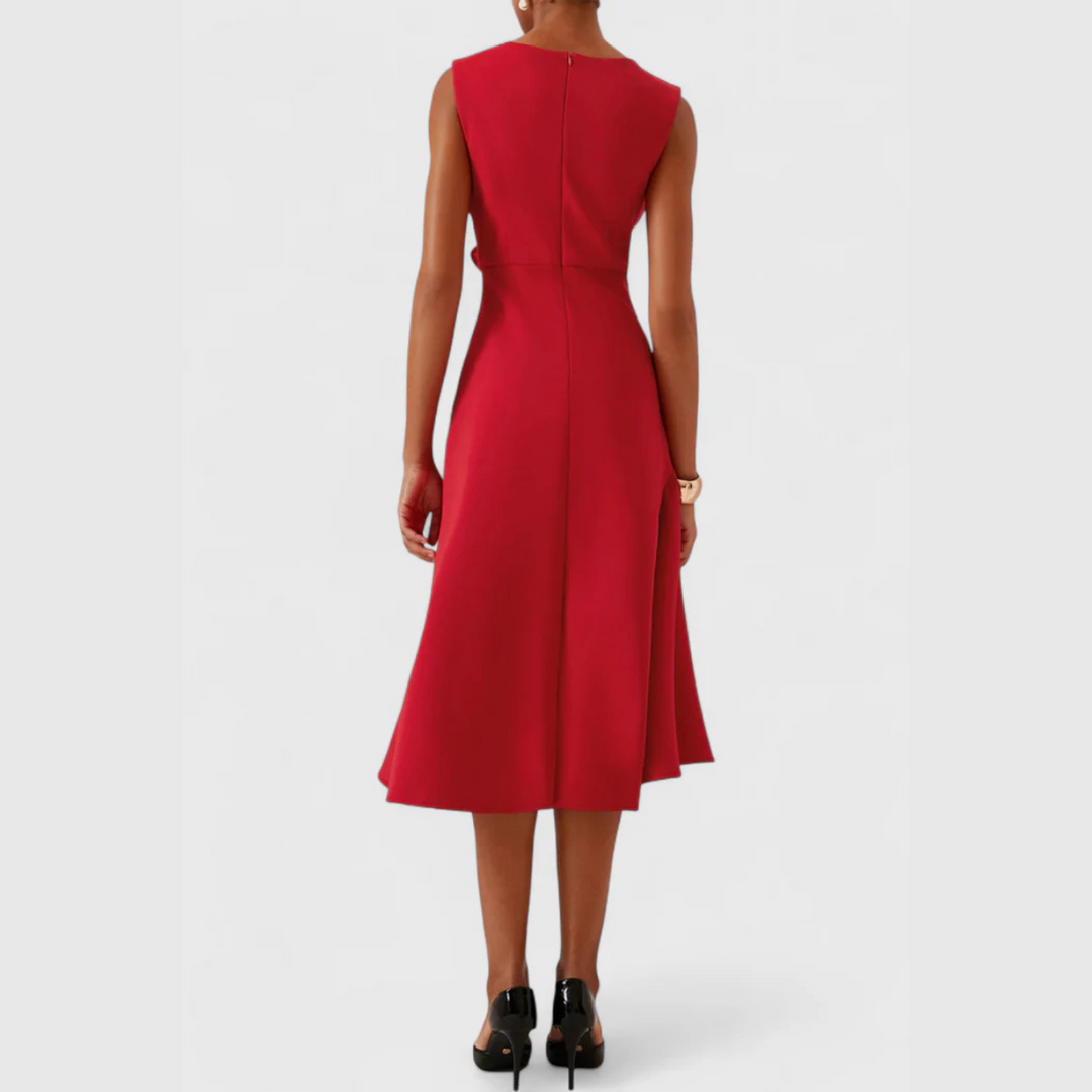 Eleanor | Women's Draped Asymmetric Midi Dress