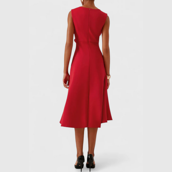 Eleanor | Women's Draped Asymmetric Midi Dress