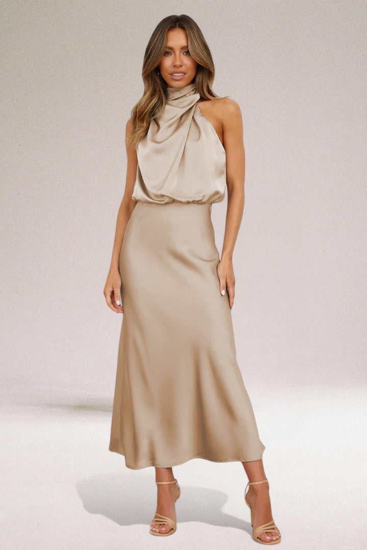 Kamila | Women’s Draped Halter Neck Dress