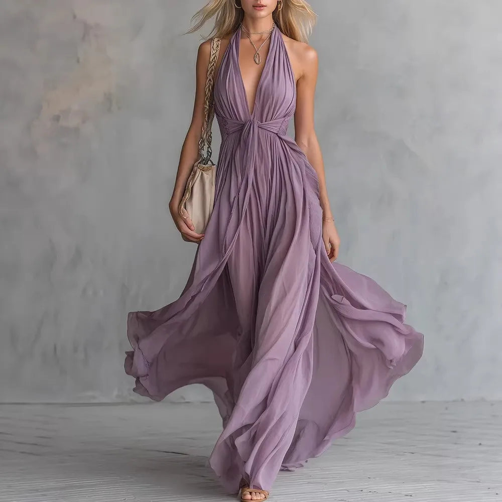 Rabea | Women's Elegant Halterneck Maxi Dress