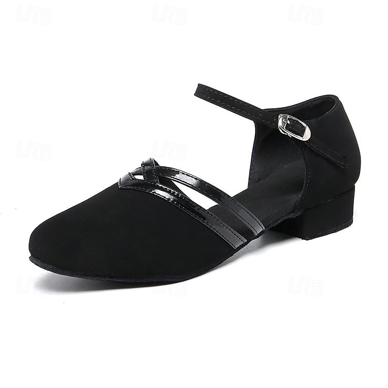 Sabrina | Women Black Dance Heels with Secure Strap Closure
