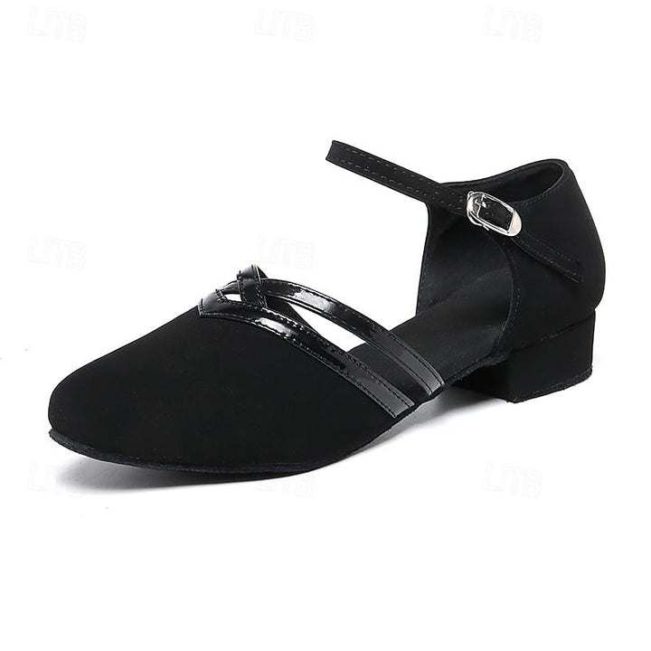 Sabrina | Women Black Dance Heels with Secure Strap Closure