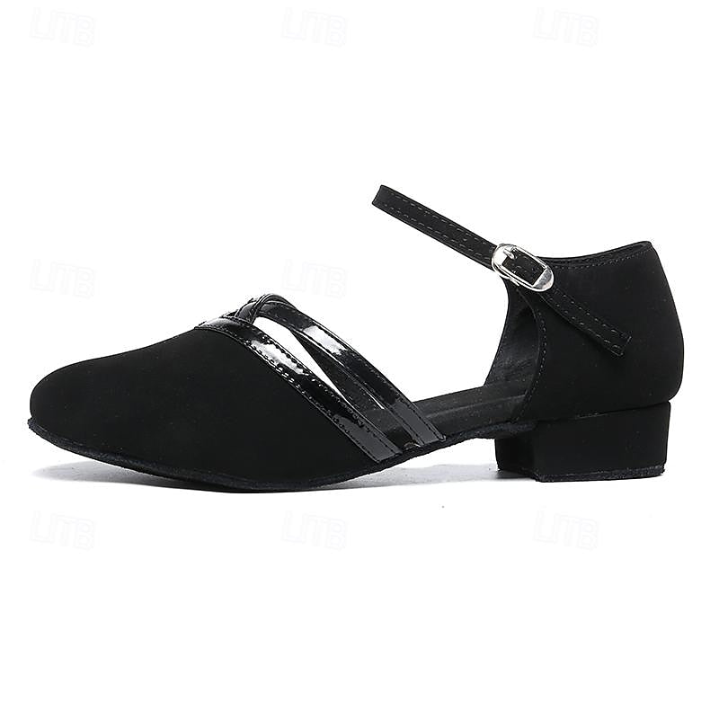 Sabrina | Women Black Dance Heels with Secure Strap Closure