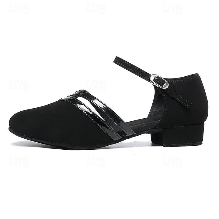 Sabrina | Women Black Dance Heels with Secure Strap Closure