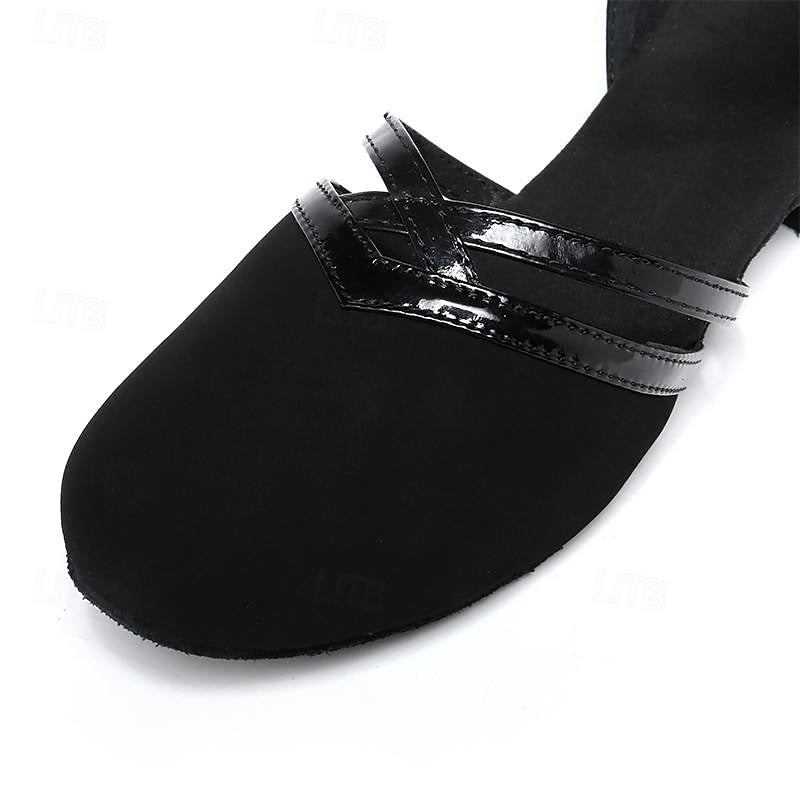 Sabrina | Women Black Dance Heels with Secure Strap Closure