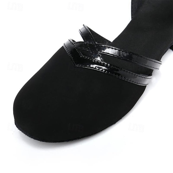Sabrina | Women Black Dance Heels with Secure Strap Closure