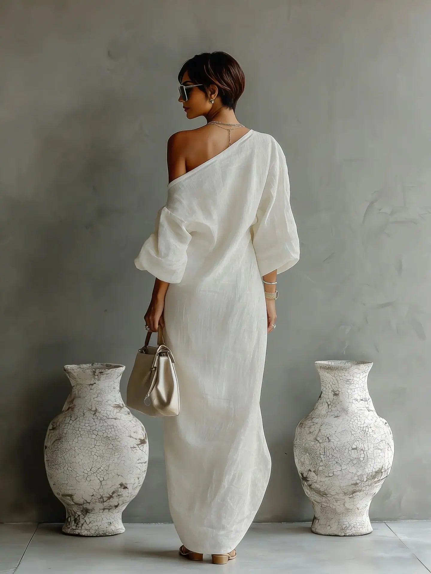 Lucy | Women's Summer Linen One Shoulder Dress