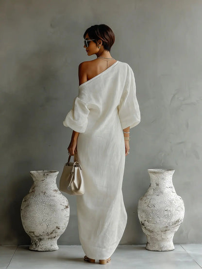 Lucy | Women's Summer Linen One Shoulder Dress