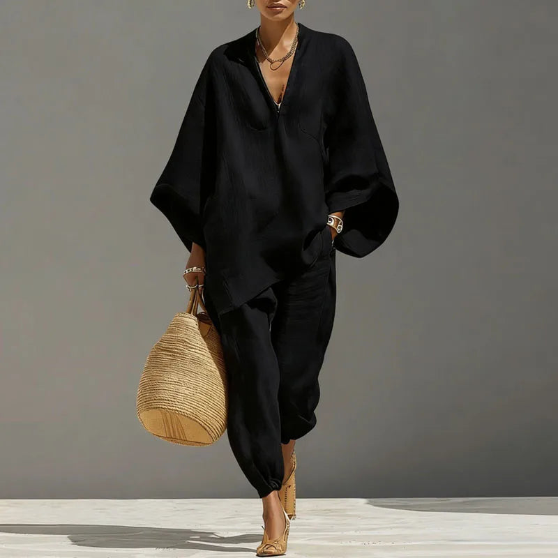Ava | Women's Elegant Linen Maxi Co-Ord Set