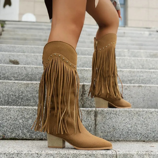 Hannah | Women's Studded Fringe Cowboy Boots