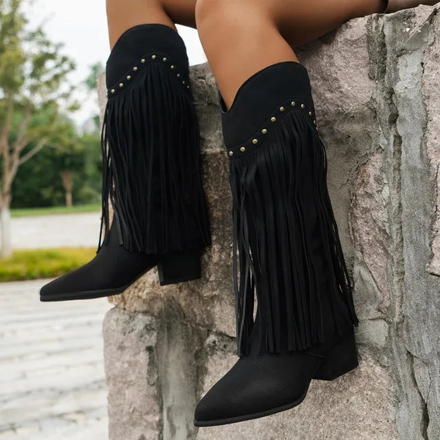 Hannah | Women's Studded Fringe Cowboy Boots