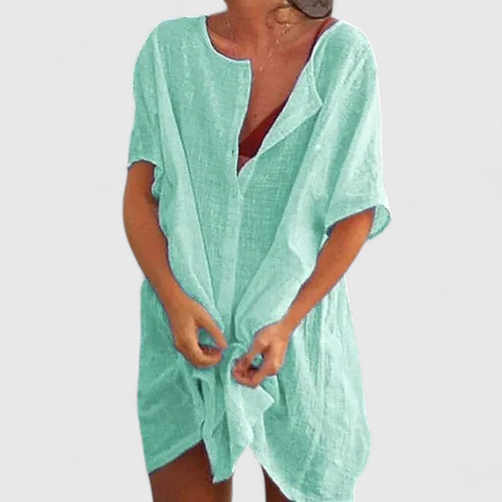 Leonora | Women’s Summer Tunik Dress With Buttons