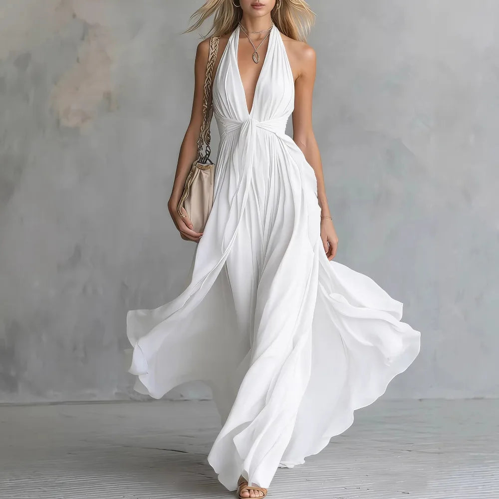 Rabea | Women's Elegant Halterneck Maxi Dress