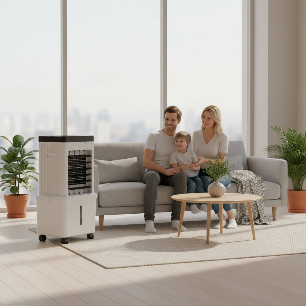Portable Air Cooler Fan With Wheels | Air Conditioner Humidifier For Home Use