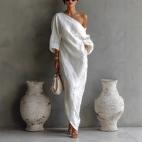 Lucy | Women's Summer Linen One Shoulder Dress