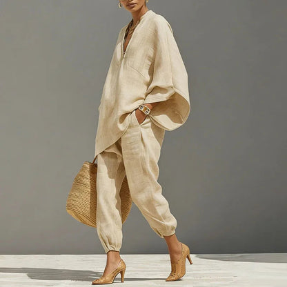 Ava | Women's Elegant Linen Maxi Co-Ord Set
