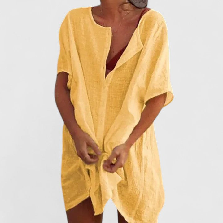 Leonora | Women’s Summer Tunik Dress With Buttons
