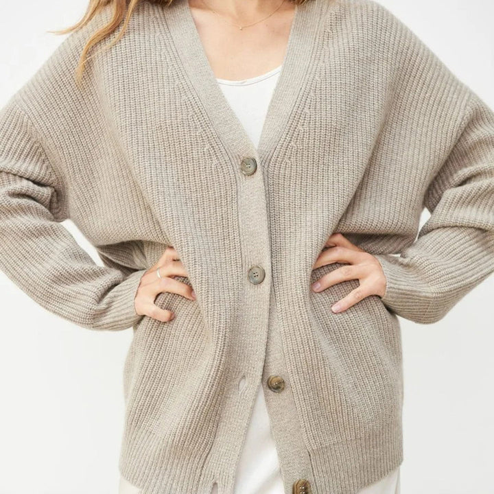 Kallie | Women’s V-Neck Ribbed Knit Cardigan