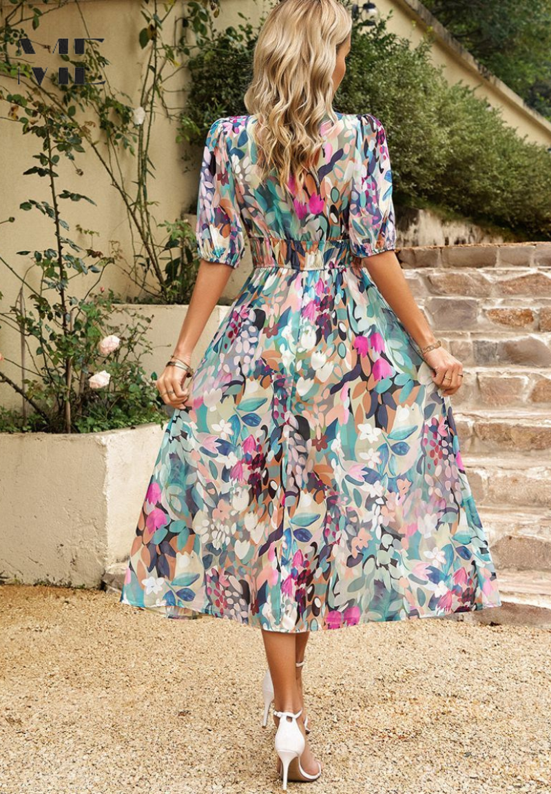 Amelia | Women's V-Neck Floral Summer Dress