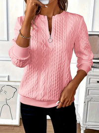 Emily | Women's Cable Knit Zip-Up Sweater