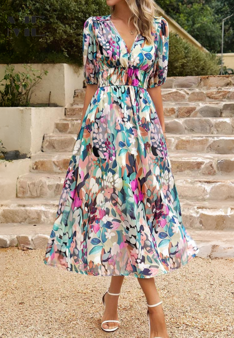 Amelia | Women's V-Neck Floral Summer Dress