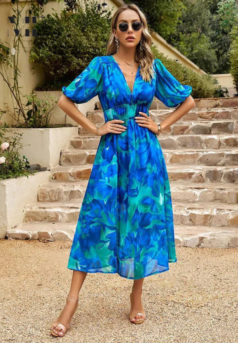Amelia | Women's V-Neck Floral Summer Dress