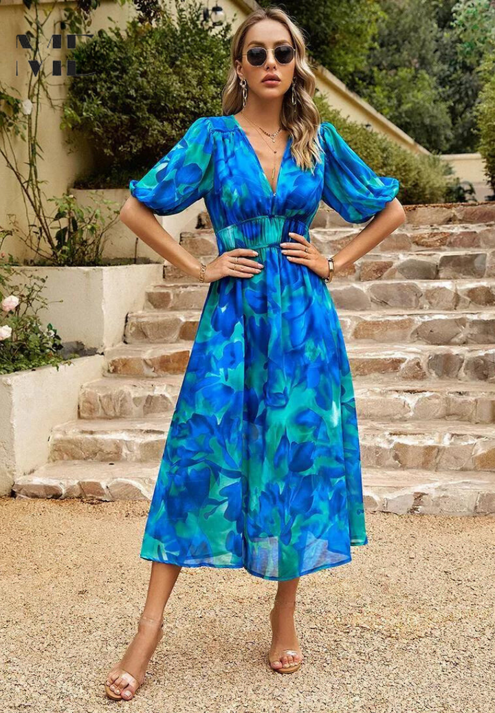 Amelia | Women's V-Neck Floral Summer Dress