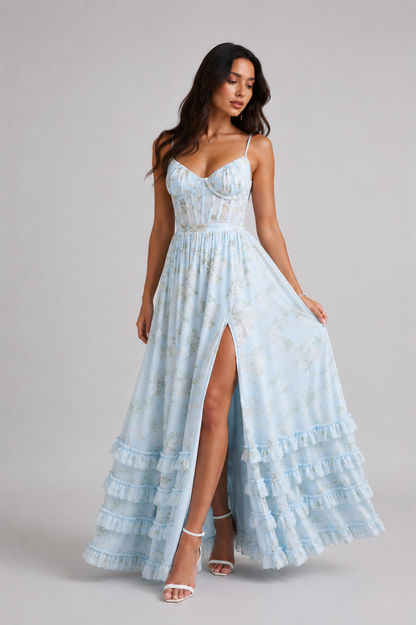Fiona | Women's Floral Side Slit Maxi Dress
